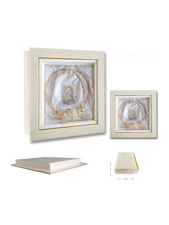 Luxury Wedding Crown Case Ivory-Gold Crystal Image, 30x30cm Glass