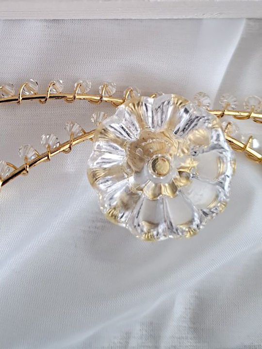 Luxury Wedding Crown Case Ivory-Gold Crystal Image, 30x30cm Glass