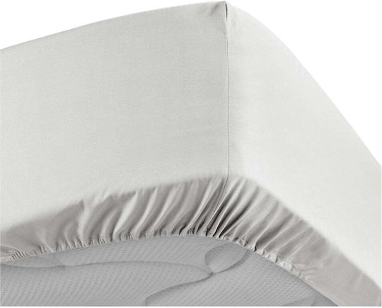 Douceur d'Intérieur Σεντόνι Υπέρδιπλο με Λάστιχο 160x200εκ. White