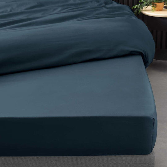 Douceur d'Intérieur Σεντόνι Υπέρδιπλο με Λάστιχο 160x200εκ. Night Blue
