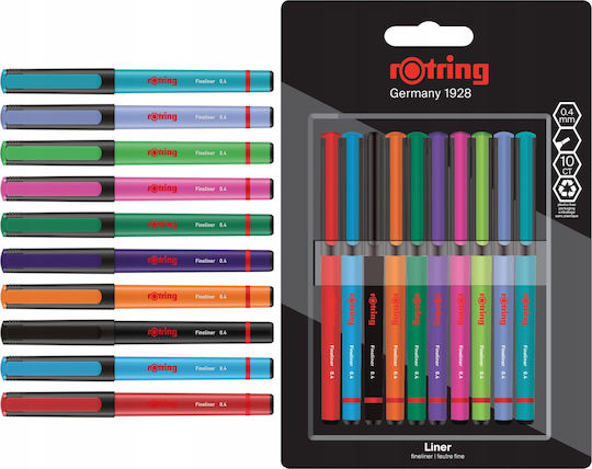 Rotring Drawing Markers 0.4mm Thin Set 10pcs