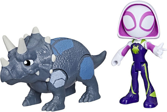 Action-Figur Spidey And His Amazing Friends Spider-Man Ghost-Spider & Rhino Dino 6cm.