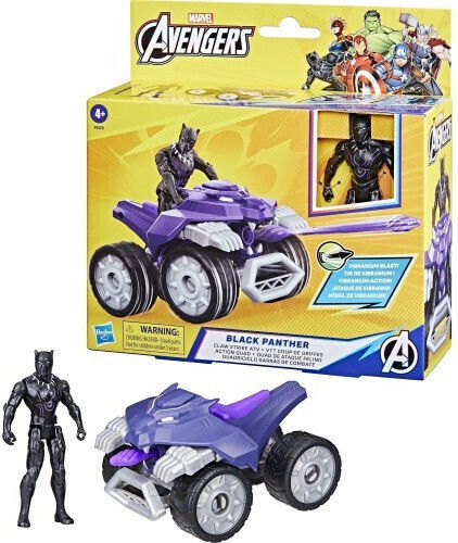 Action-Figur Avengers 4in Figure Vehicle Marvel Avengers Schwarzer Panther 10.16cm.