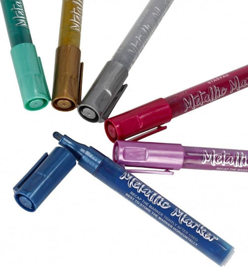 Starpak Metallic Drawing Markers 2mm Thick Set 6pcs