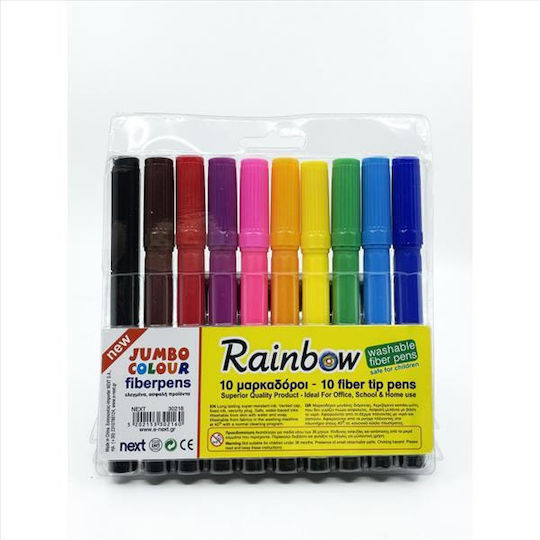 Next Rainbow Jumbo Μαρκαδόροι Ζωγραφικής Χονδροί, Πλενόμενοι Σετ 12 χρώματα (12 Συσκευασίες)