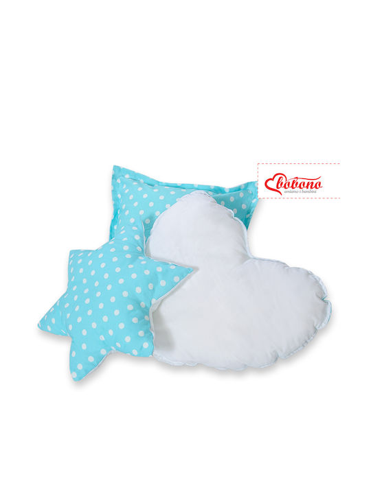 3-piece Cushion Set White Polka Dots On Turquoise