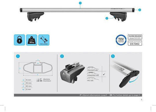 Bare transversale Menabo Lince Silver XL pentru BMW X4 F26 2014-2018
