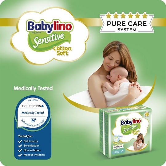 Babylino Πάνες με Αυτοκόλλητο Sensitive Cotton Soft No. 1 για 2-5kg 68τμχ