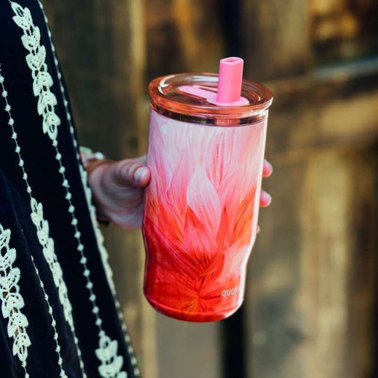 Quokka Stainless Steel Thermos Bottle BPA Free 720ml Peach Petals with Straw