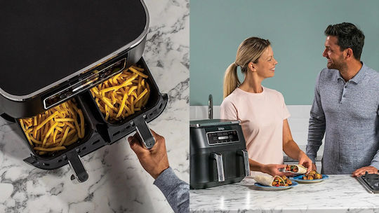 Ninja Foodi Dual Zone Air Fryer with Double Detachable Bucket 7.6lt Black