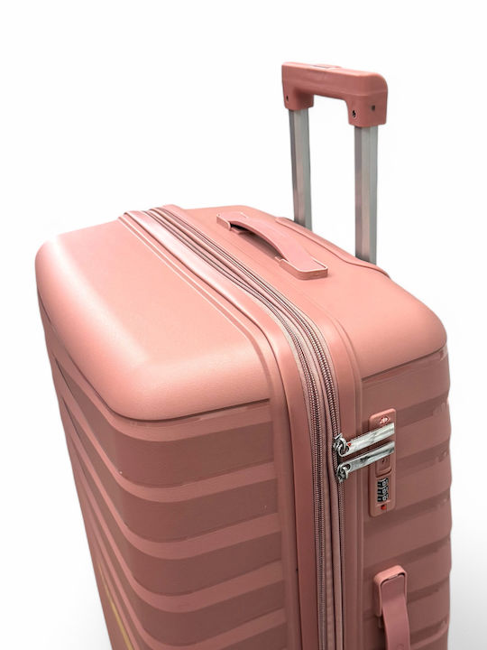 Olia Home Μεγάλη Βαλίτσα Ταξιδίου Σκληρή Rose Gold με 4 Ρόδες Ύψους 85εκ.