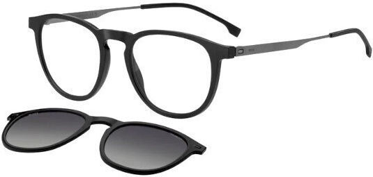 Boss Men's Prescription Eyeglass Frame With Black Clip-On