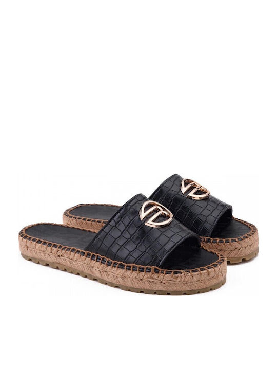 Collie Cocco Γυναικεία Σανδάλια Flatforms Μαύρα