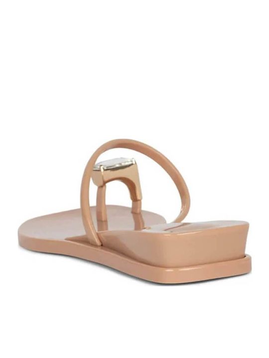 Women's Flat Sandals in Beige Color