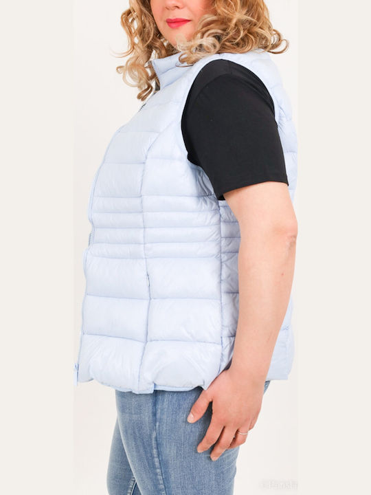 Damen Ärmellos Puffer Jacke Hellblau