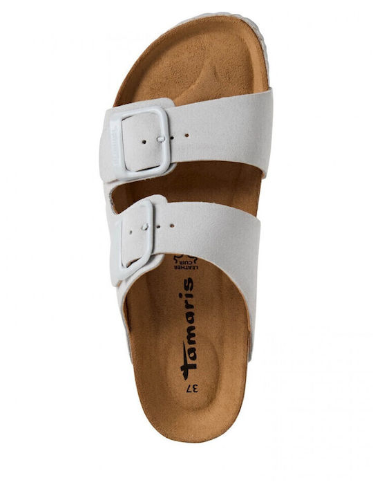 Leather Women's Flat Sandals in Gray Color