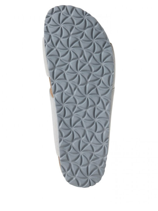 Leather Women's Flat Sandals in Gray Color