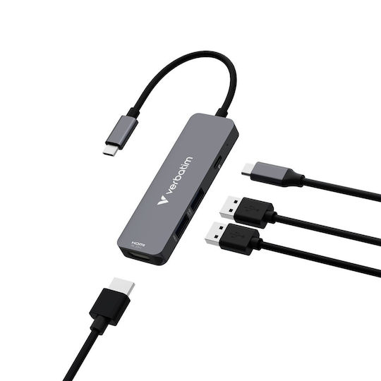 Verbatim USB-C Docking Station με HDMI 4K PD Γκρι (32155)