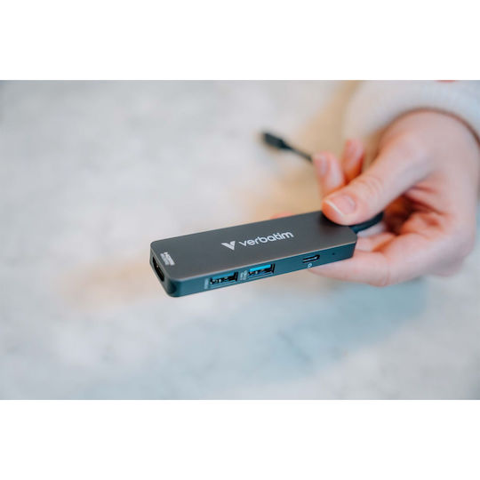 Verbatim USB-C Docking Station με HDMI 4K PD Γκρι (32155)