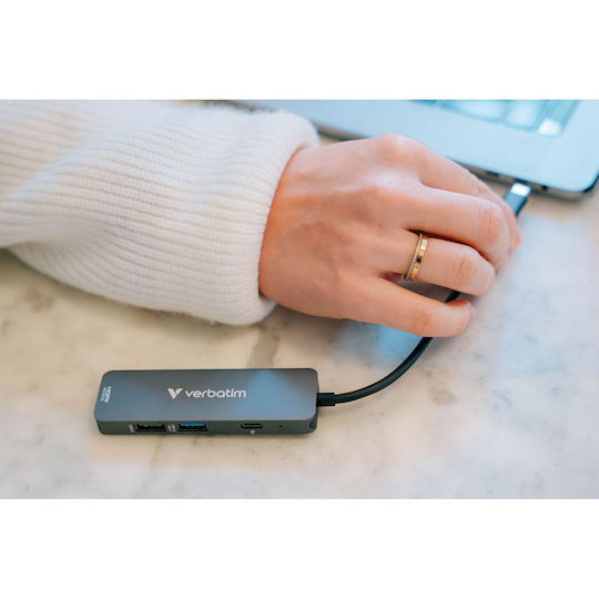 Verbatim USB-C Docking Station με HDMI 4K PD Γκρι (32155)