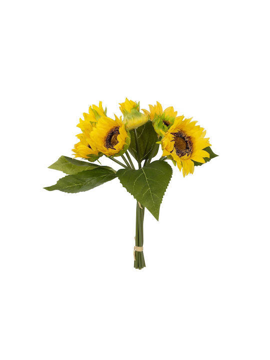 Globostar Artificial Garden Yellow Sunflower Branch 21386 Τεχνητό Διακοσμητικό Μπουκέτο Ηλιοτρόπιο Κίτρινο Y37cm