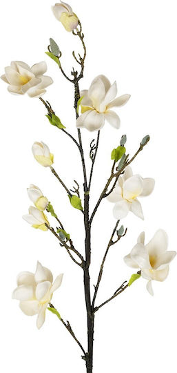 Globostar Artificial Garden White Yellow Magnolia Branch 21419 Τεχνητό Διακοσμητικό Κλαδί Λευκή Κίτρινη Μαγνόλια Y108cm