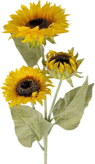 Globostar Artificial Garden Yellow Sunflower Branch 21380 Τεχνητό Διακοσμητικό Κλαδί Ηλιοτρόπιο Κίτρινο Y90cm