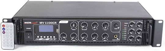 Master Audio MV1100CA BT Integrated Commercial Amplifier 6 Zone 60W/100V Equipped with USB/FM/Bluetooth Black