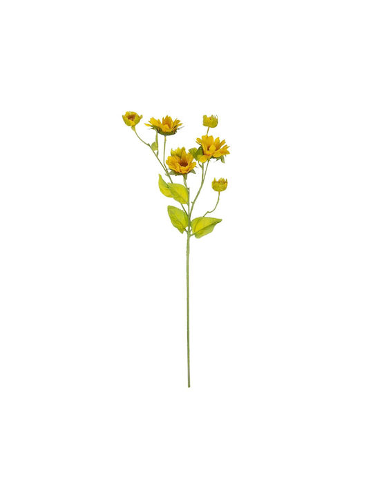 Globostar Artificial Garden Yellow Sunflower Branch 21379 Τεχνητό Διακοσμητικό Κλαδί Ηλιοτρόπιο Κίτρινο Y72cm