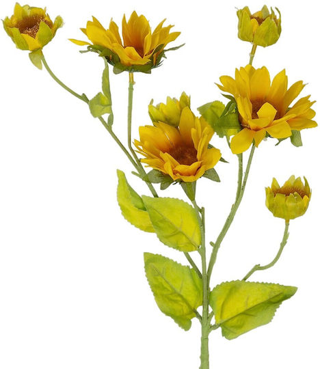 Globostar Artificial Garden Yellow Sunflower Branch 21379 Decorative Artificial Yellow Sunflower Branch Y72cm