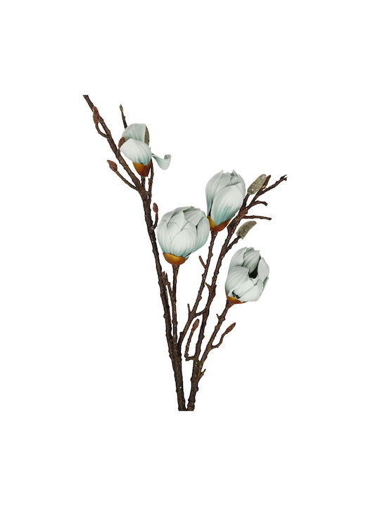 Globostar Artificial Garden Light Blue Magnolia Branch 21420 Decorative Artificial Blue Magnolia Branch H105cm