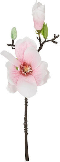Globostar Artificial Decorative Branch White Pink Magnolia Y36cm