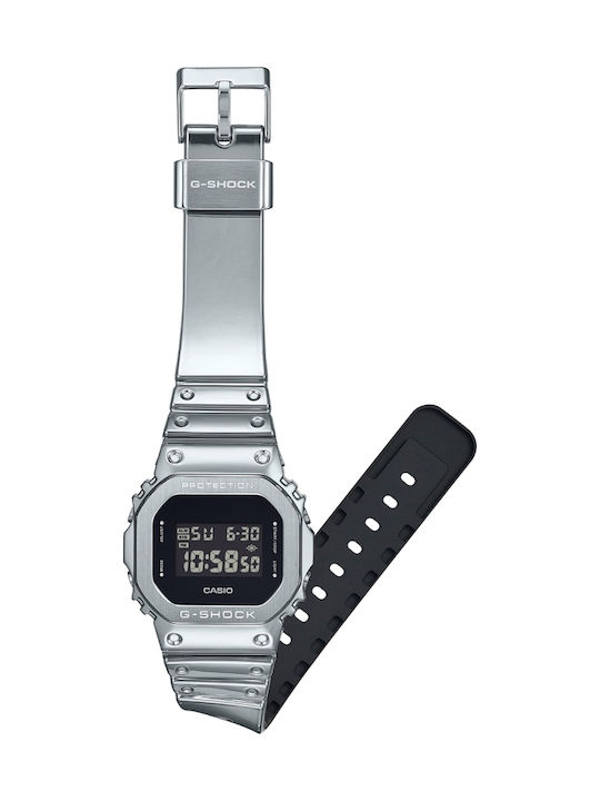 G-shock Дигитален Мъжки Часовник 43мм На Батерия с Сребърно Каучуково Каишка