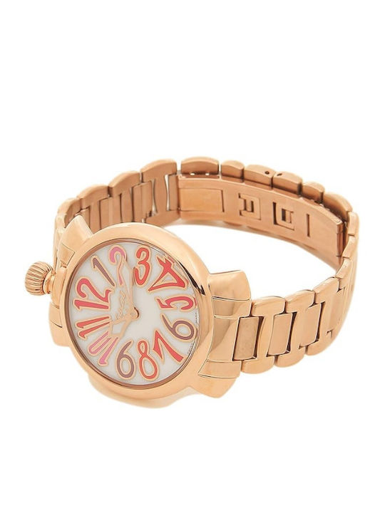 Gaga Milano Women's Watch with Pink Gold Metal Bracelet
