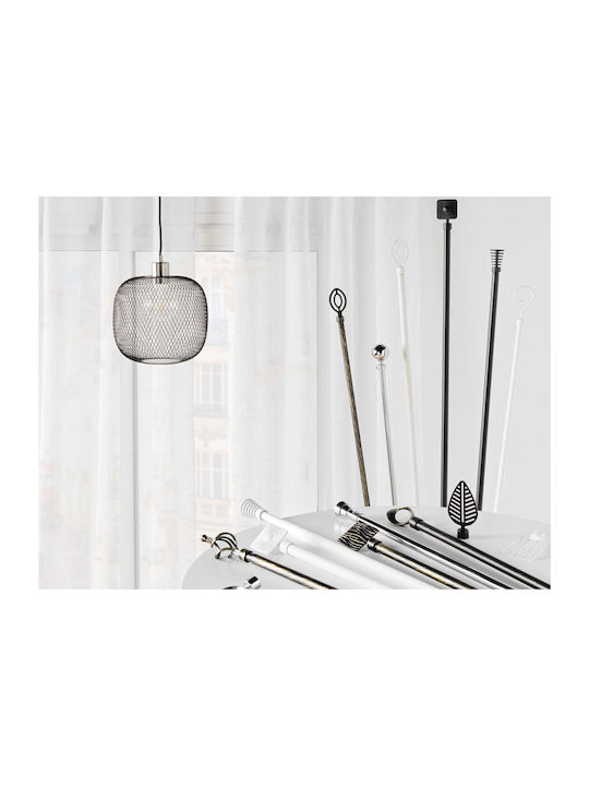 Douceur d'Intérieur Extendable Metallic Curtain Pole Silas Single Φ19mm 210-120cm Chrome