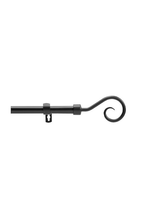 Douceur d'Intérieur Extendable Metallic Curtain Pole Arabesque Single Φ19mm 210-120cm Black