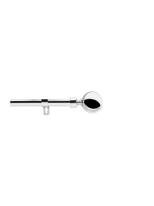 Douceur d'Intérieur Extendable Metallic Curtain Pole Sphera Single Φ19mm 210-120cm Chrome