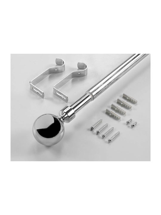 Douceur d'Intérieur Extendable Metallic Curtain Pole Sphera Single Φ19mm 210-120cm Chrome