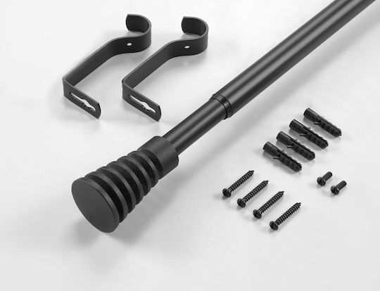 Douceur d'Intérieur Extendable Metal Single Curtain Pole Sablis Ø19 mm 120–210 cm Black