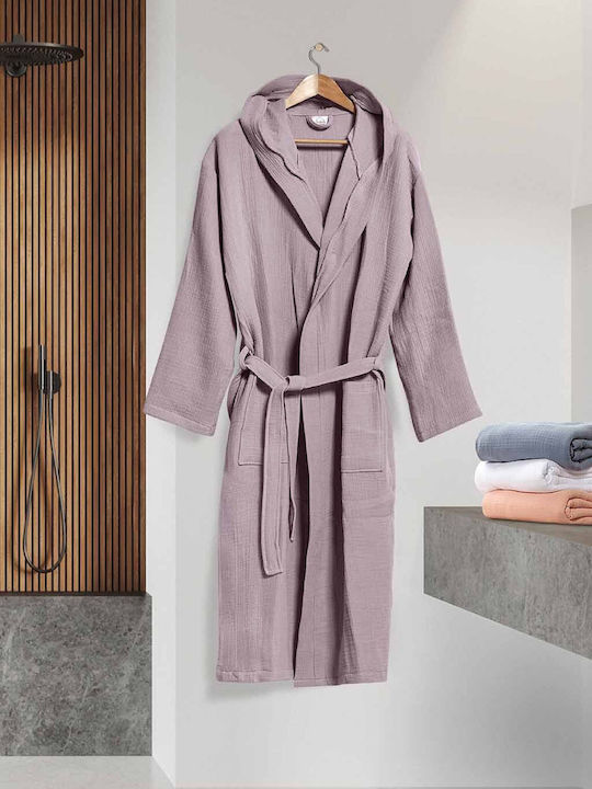 Aigaion Bathrobe with Hood Burgundy 220gr/m²