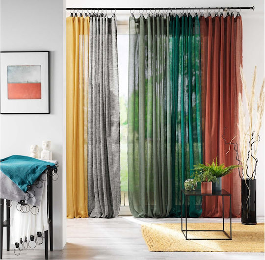 Douceur d'Intérieur Κουρτίνα με Τρουκς Μαύρη 140x240εκ.