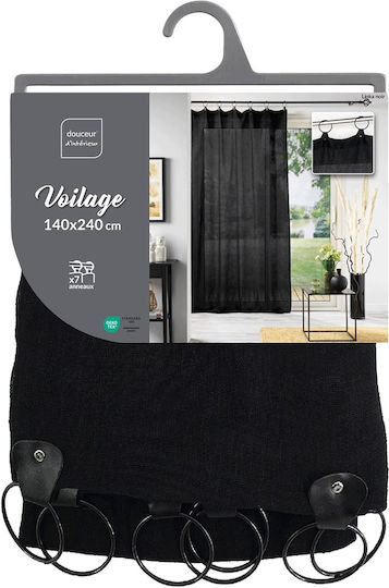 Douceur d'Intérieur Κουρτίνα με Τρουκς Μαύρη 140x240εκ.