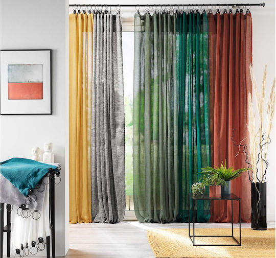 Douceur d'Intérieur Κουρτίνα με Τρουκς Κίτρινη 140x240εκ.