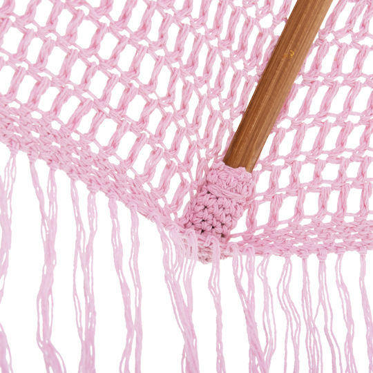 Professional Circular Wicker Umbrella with Wooden Frame in Pink F2xY2.5m