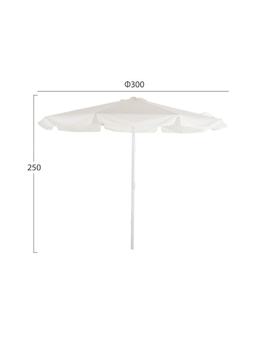 Umbrelă Profesională Rotundă Din Aluminiu Ecru Φ3xÎ2,5m