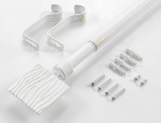 Douceur d'Intérieur Extendable Metallic Curtain Pole Tempo Single Diameter 19mm Length 210-120cm White/Gold