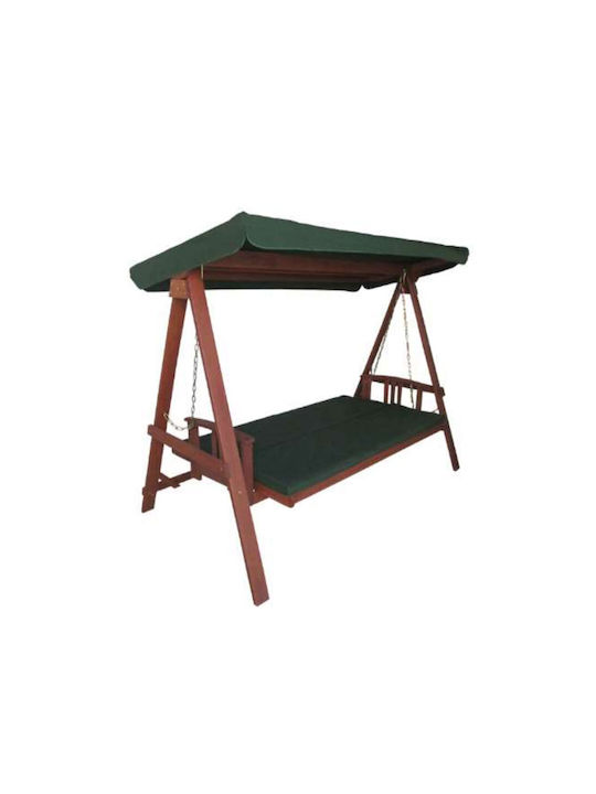 Garten & Veranda Schaukel mit Basis und Kissen 3 Sitze Hölzernes Brown / Green L236xB130xH180cm
