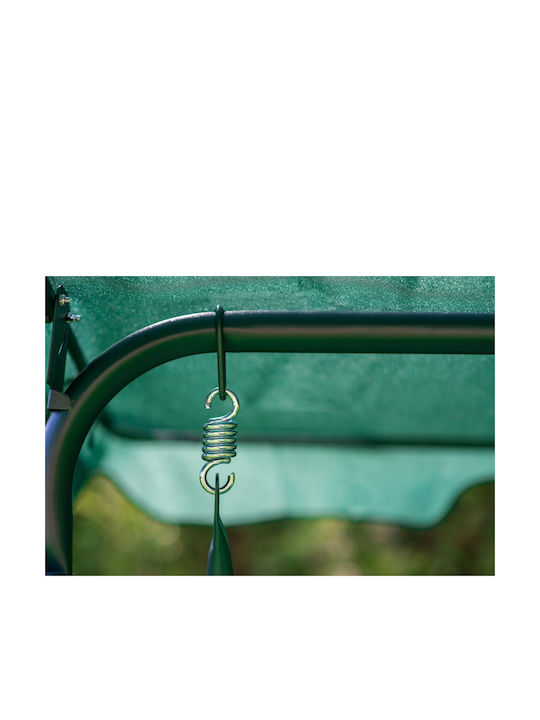 Garten & Veranda Schaukel mit Basis und Kissen 3 Sitze Kunststoff Grün L170xB100xH150cm