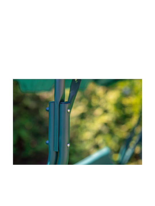 Garten & Veranda Schaukel mit Basis und Kissen 3 Sitze Kunststoff Grün L170xB100xH150cm
