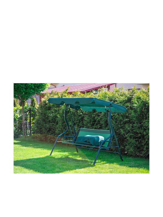 Garten & Veranda Schaukel mit Basis und Kissen 3 Sitze Kunststoff Grün L170xB100xH150cm